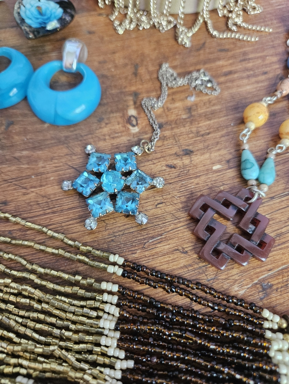 Estate Jewelry Lot Teal Blue And Brown Y2k Vintage Modern Faux Turquoise - Picture 7 of 7